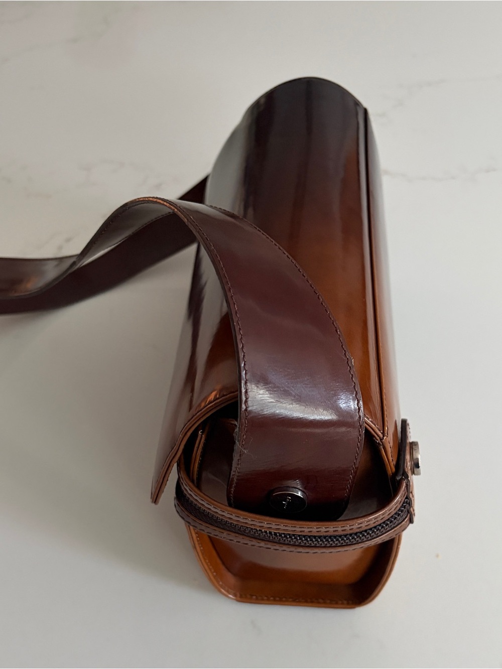 Vintage Salvatore Ferragamo Brown Ombré Leather Shoulder Bag - Picture 5 of 9